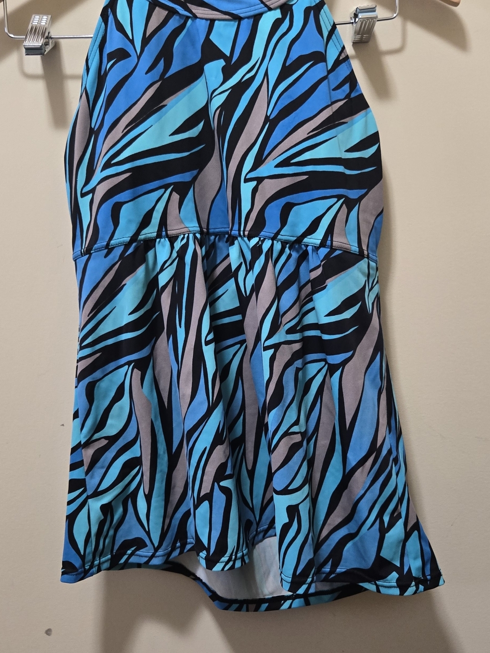 Women's Blue Zebra-Print Swim Dress Bikini Cover-Up